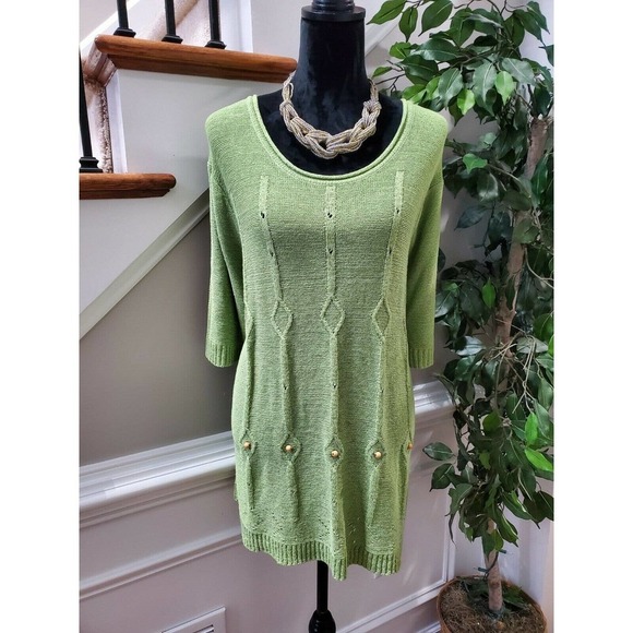 BFA Classics Women's Green Acrylic Round Neck Long Sleeve Knit Sweater Size 3X - Picture 10 of 10